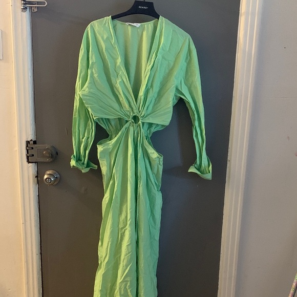 Mango cutout green maxi dress - Picture 2 of 7
